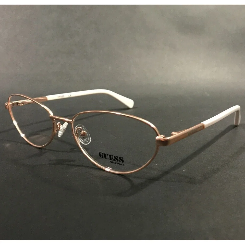 Guess Eyeglasses Frames GU8238 028 White Pink Rose Gold Round Cat Eye 55-16-140